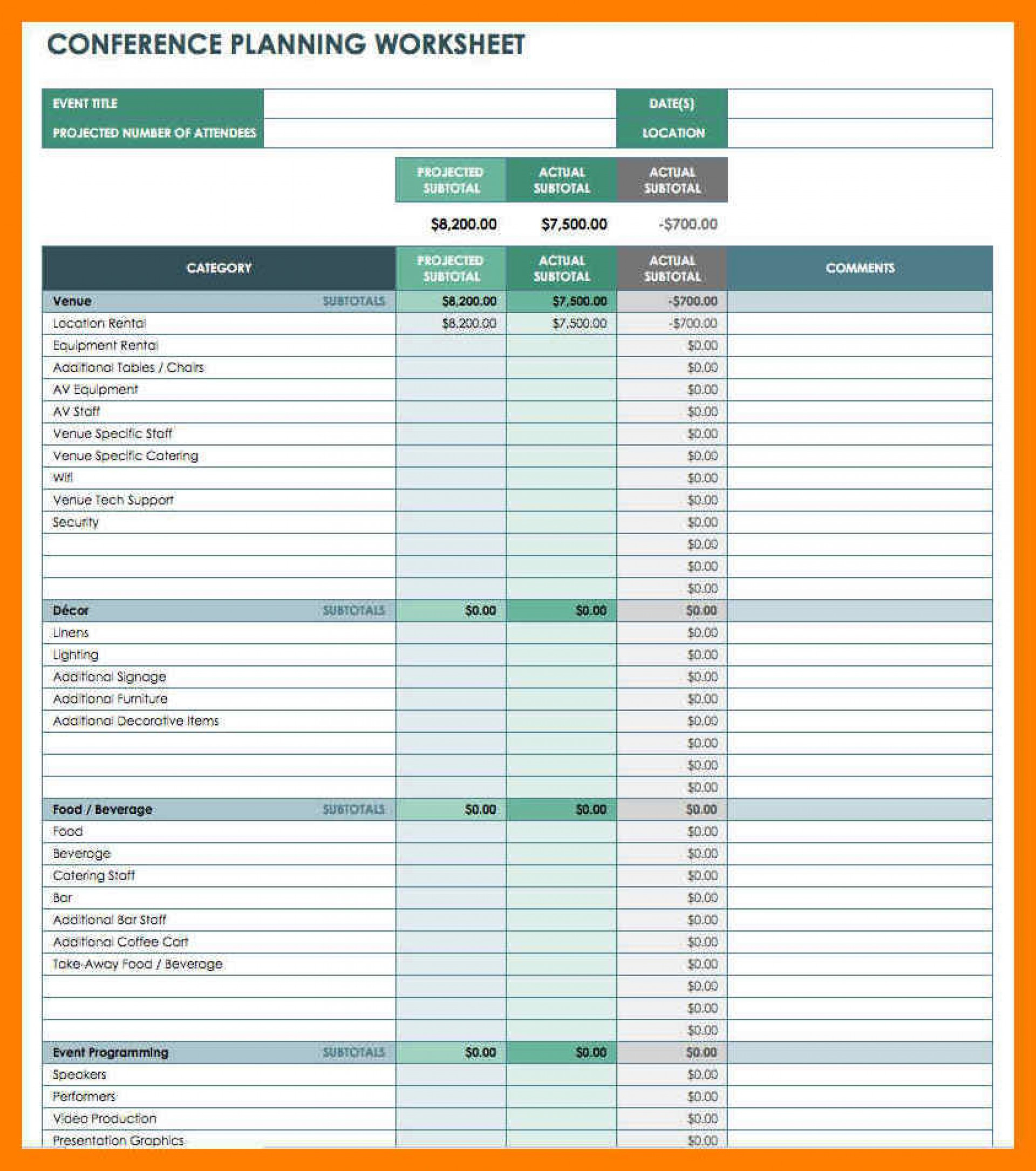 Conference Planning Template Excel ⋆ Calendar for Planning