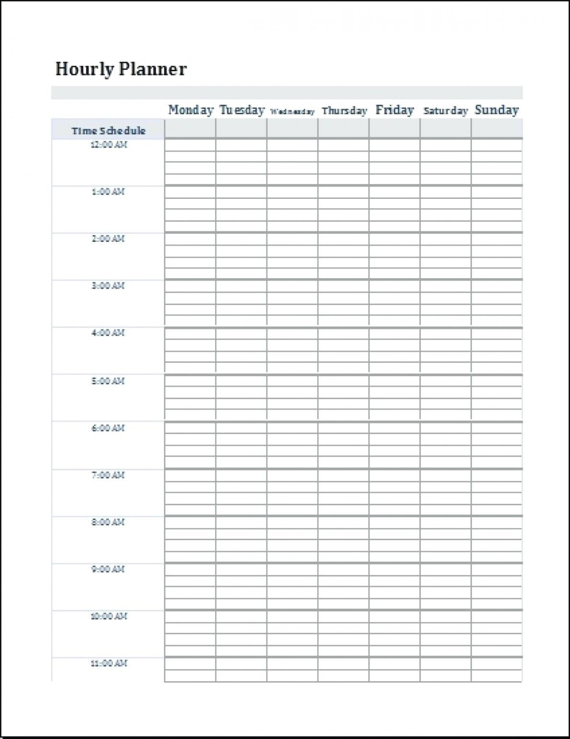 005 Weekly Hourly Planner Template Word Schedule Calendar pertaining to Weekly Hourly Calendar