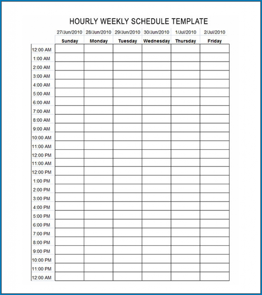 Hourly Weekly Calendar ⋆ Calendar for Planning