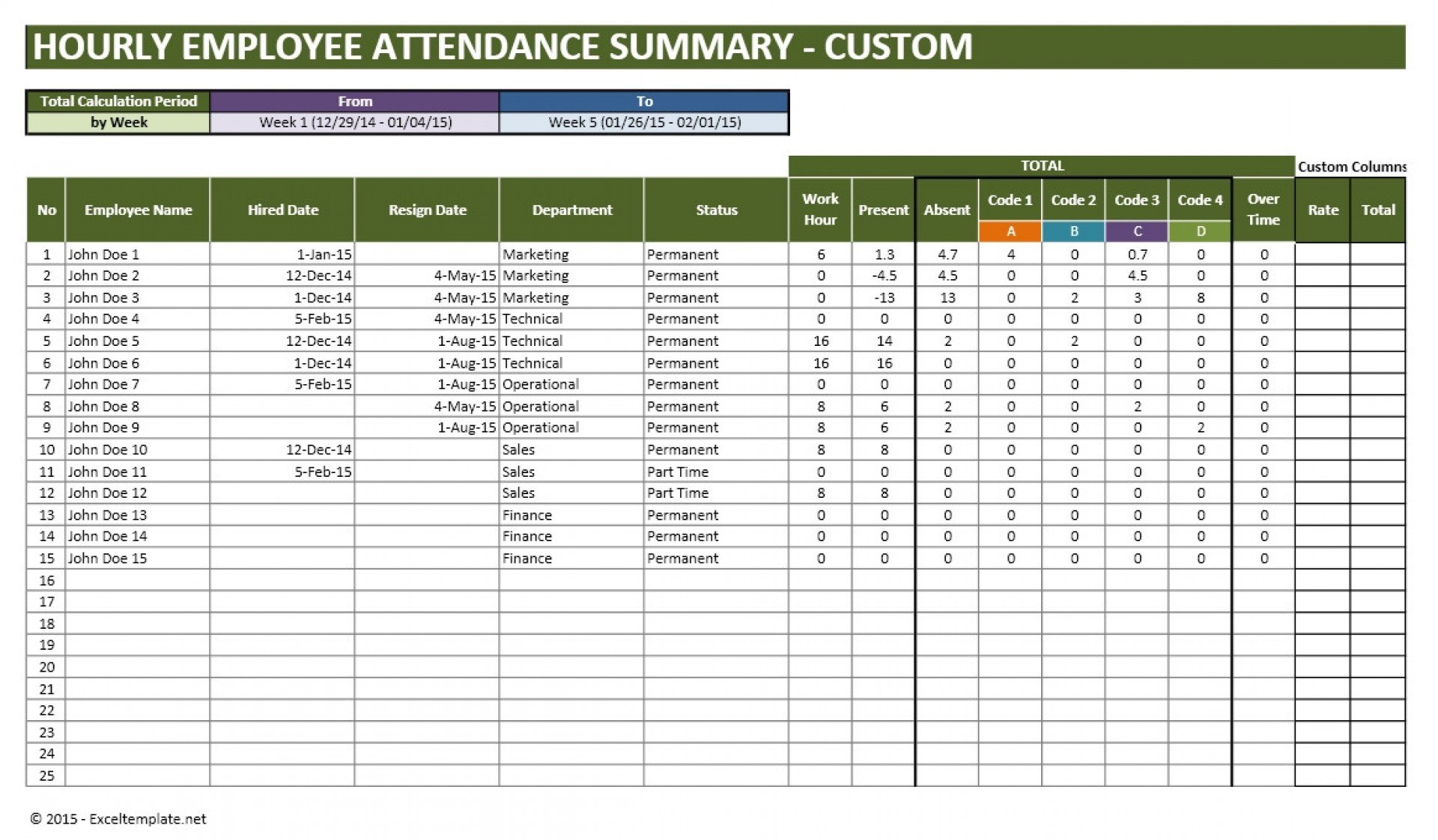 Employee Pto Calendar Template