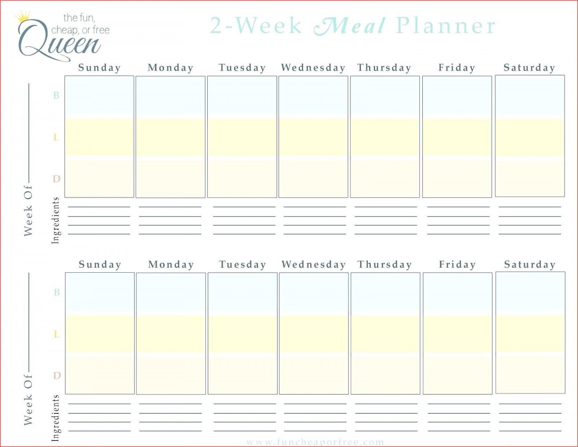 022 Two Week Calendar Template Free Printable Blank in Printable Two Week Calendar Template