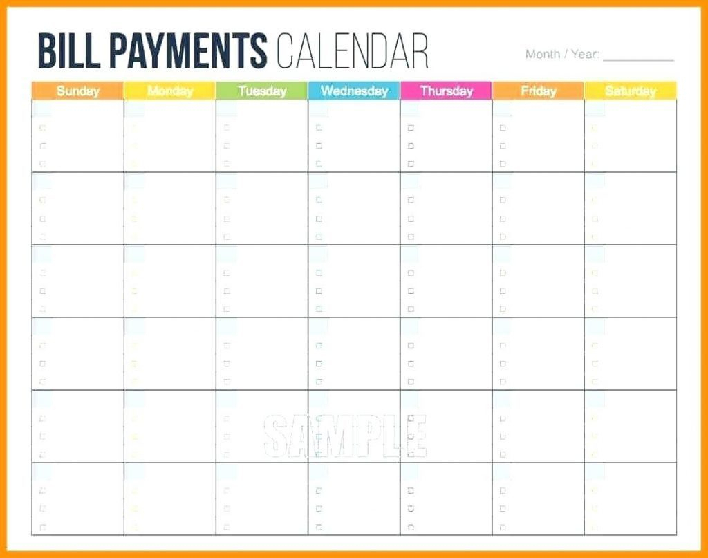 027 Free Bill Pay Checklists Calendars Pdf Word Excel in Free Printable Bill Payment Calendar