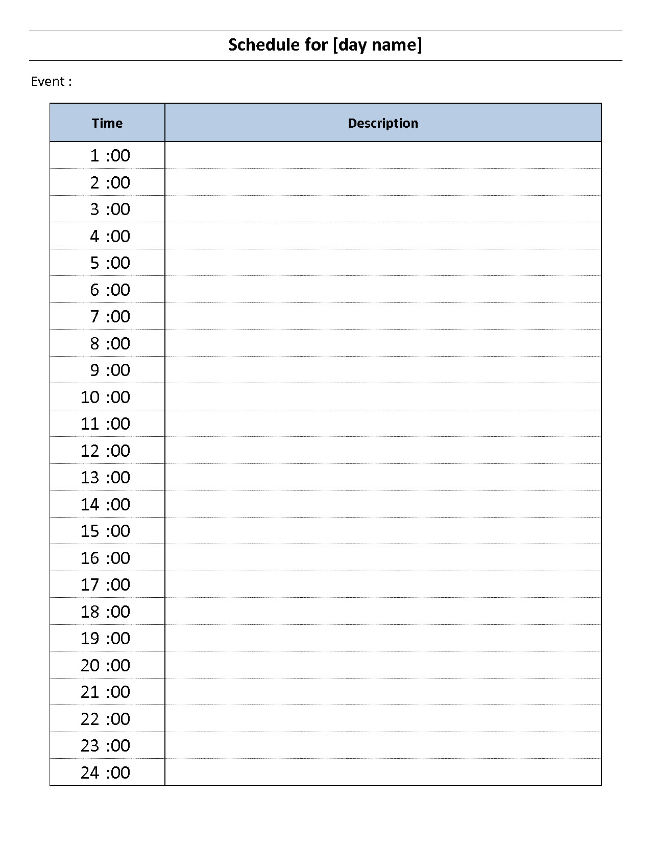 031 Template Ideas Hourly Schedule Word 20Hourly Staggering for Free Printable Hourly Planner