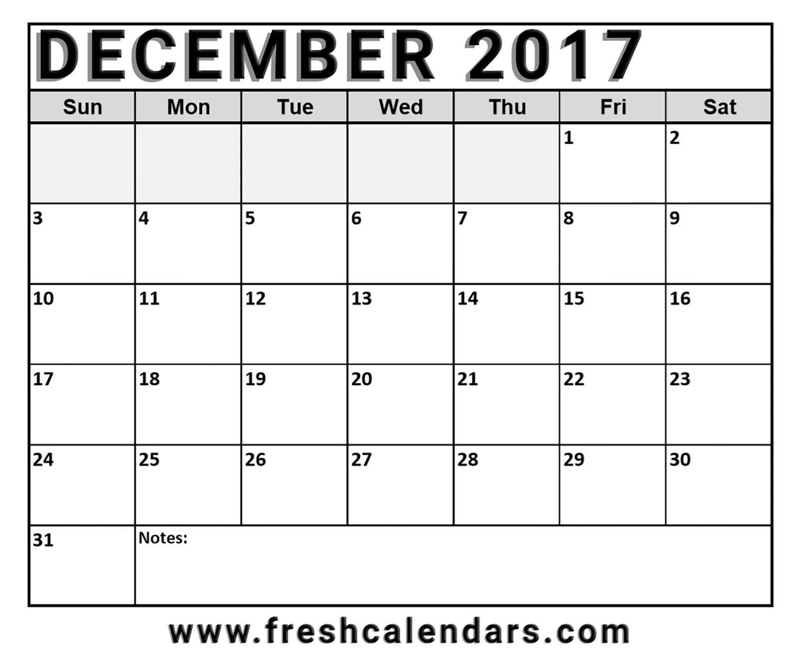 December 2017 Calendar Template 1271