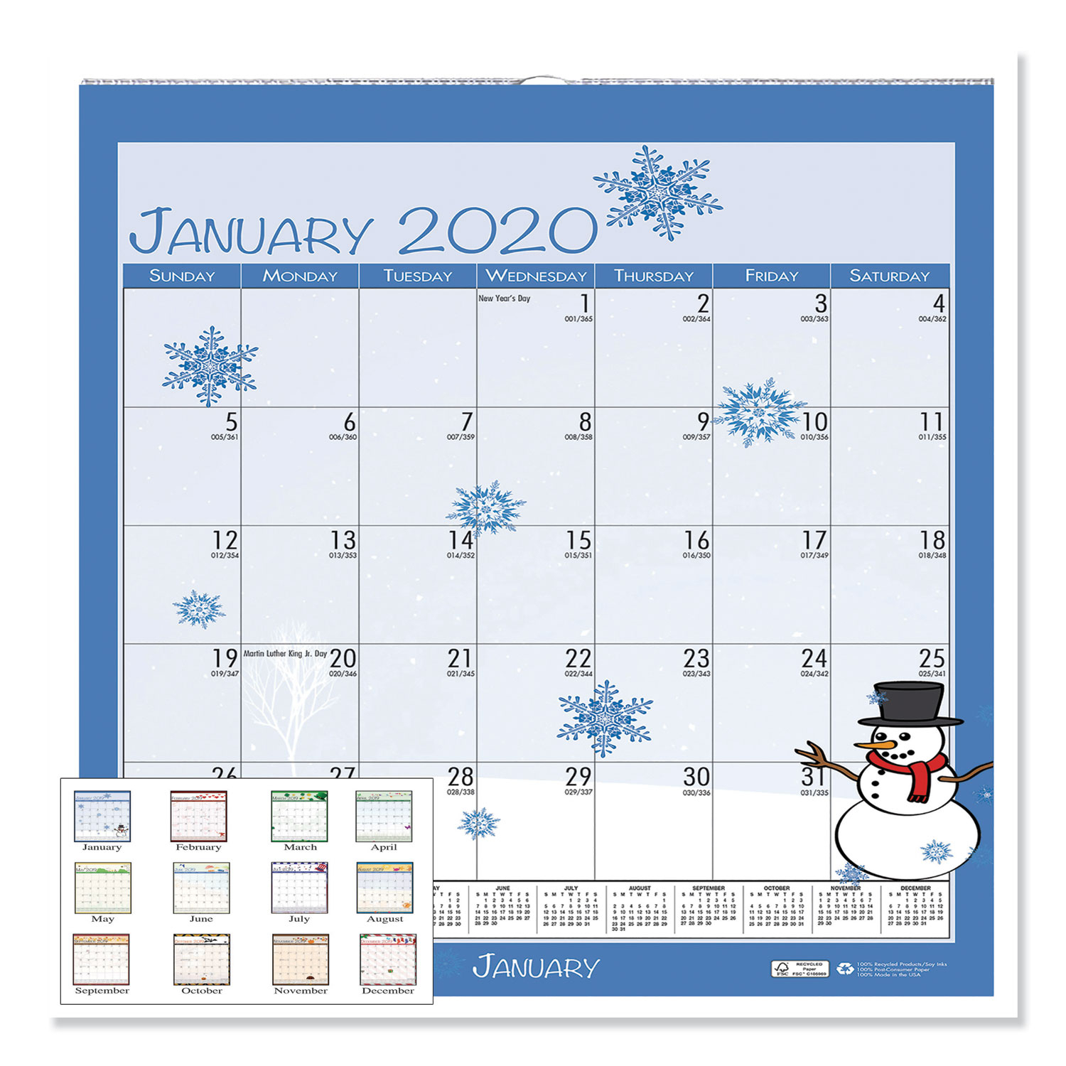 100% Recycled Seasonal Wall Calendar, 12 X 12, 2020  Mason within 12X12 Calendar Template