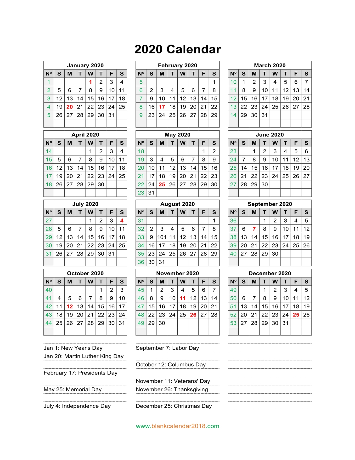 12 Month Blank Calendar 2020  Bolan.horizonconsulting.co throughout Free Printable 5 Day Monthly Calendar 2020