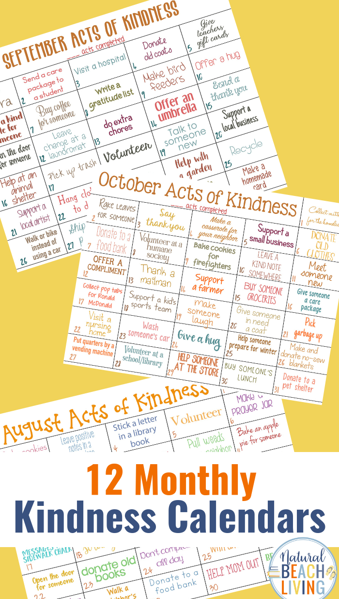 12+ Random Acts Of Kindness Calendar For The Whole Year inside Kindness Calendar Template