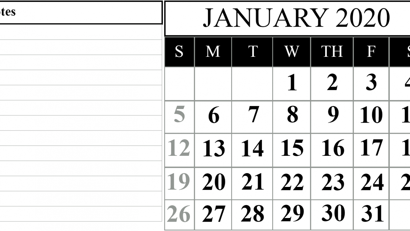15+ Free Blank January 2020 Fillable Calendar Template To throughout January 2020 Calendar Png