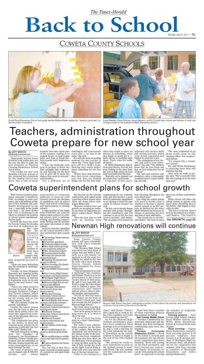 2011 Back To School By The Timesherald  Issuu within Coweta County School Calendar