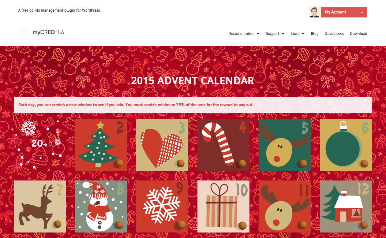 2015 Advent Calendar | Mycred within Advent Calendar WordPress Plugin