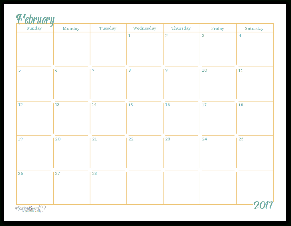 2017 Fullsize Monthly Calendar Printables Are Here!!!!! with Scattered Squirrel Calendar