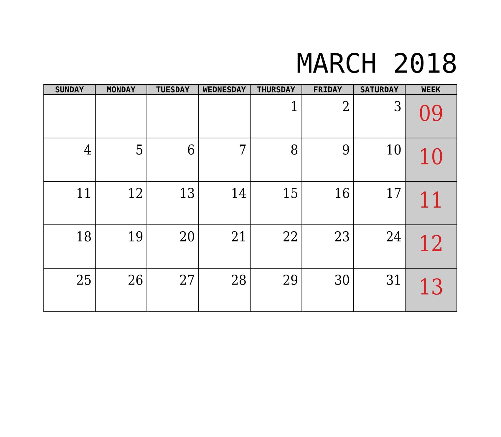 2018 Calendar With Week Numbers Printable | Calendar Shelter regarding Printable Week Calendar