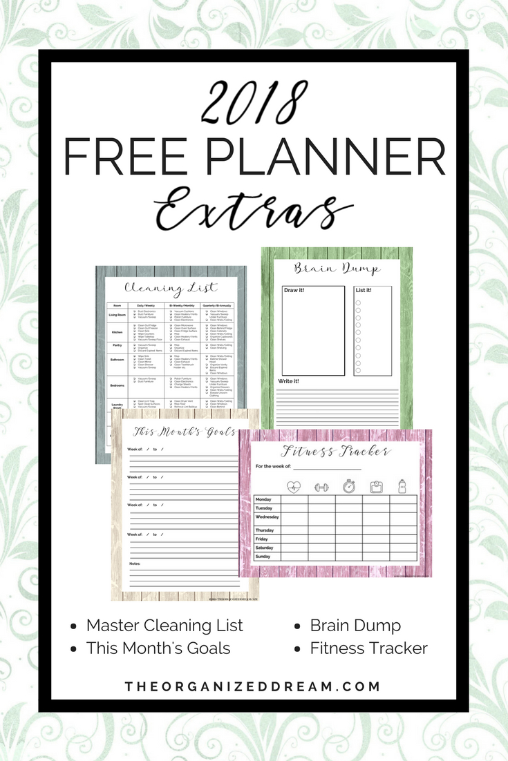 2018 Free Planner Extras  The Organized Dream within Rae Dunn Printable Calendar