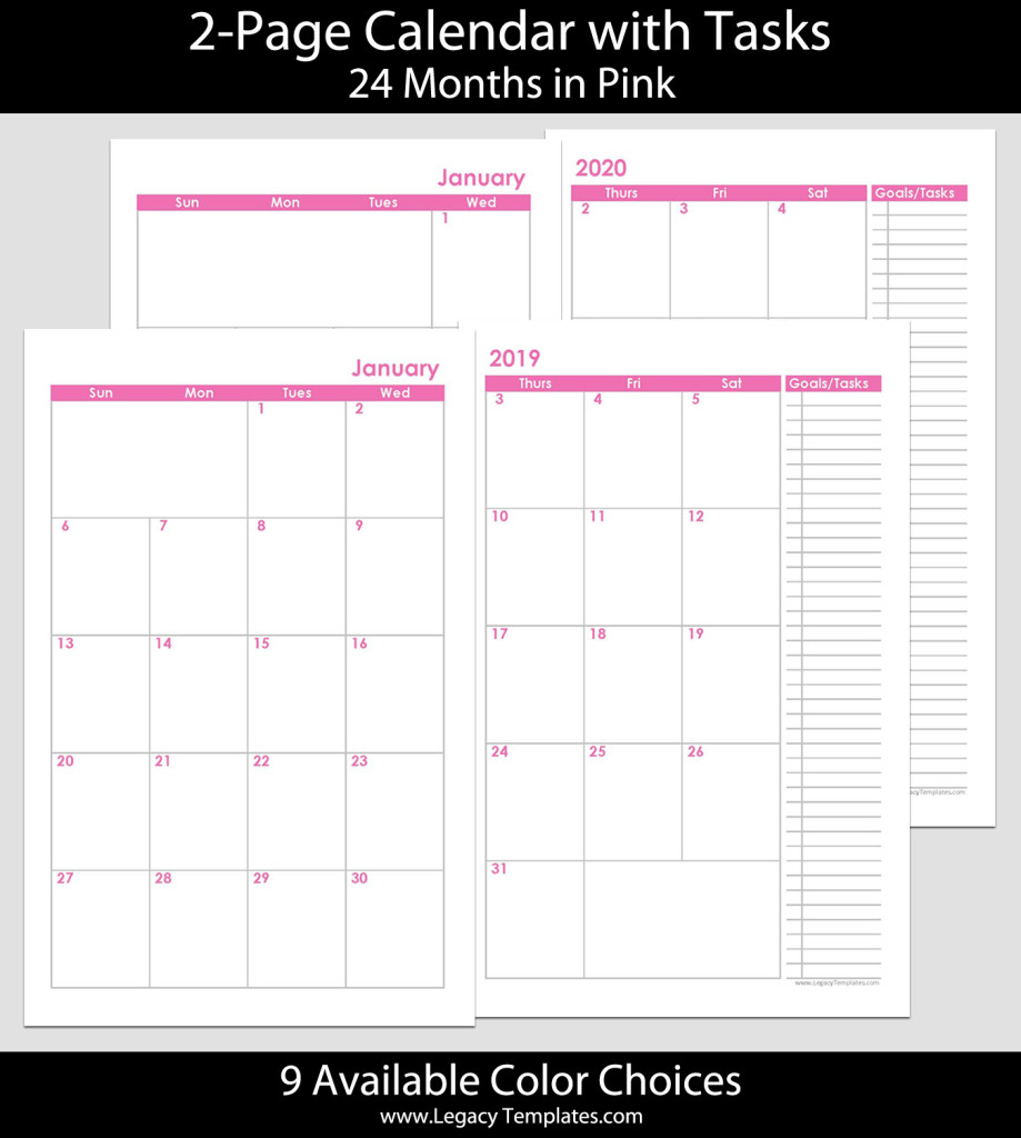 2019 &amp; 2020 24Months 2Page Calendar – 5.5 X 8.5 | Legacy regarding Printable Calendar 5.5 X 8.5