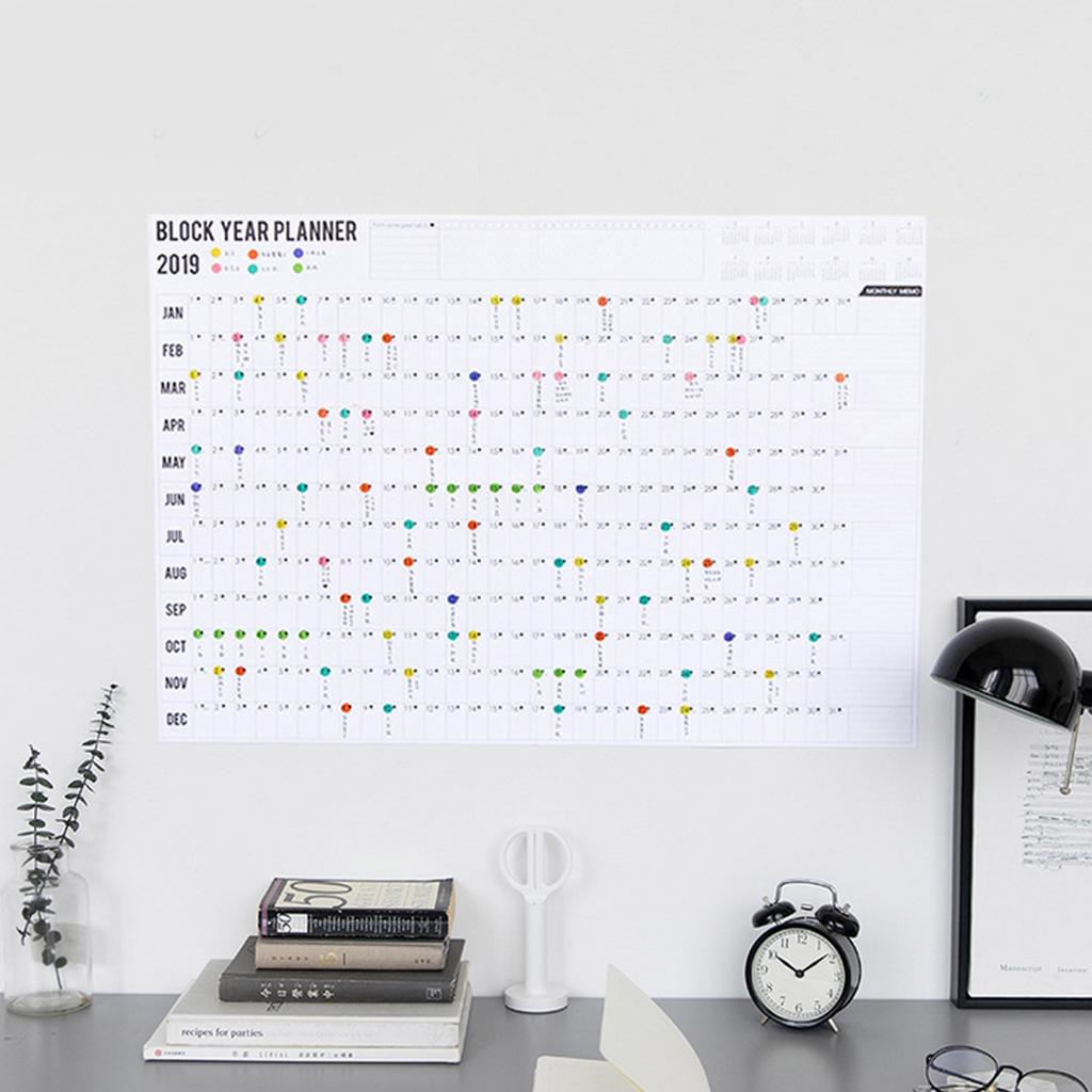 2019 Bloc An Planificator Zilnic Planul De Hârtie Calendar De Perete Cu 2  Foi Eva Autocolante Colorate Mark with Calendarul Lunar Pentru Sanatate Si Frumusete
