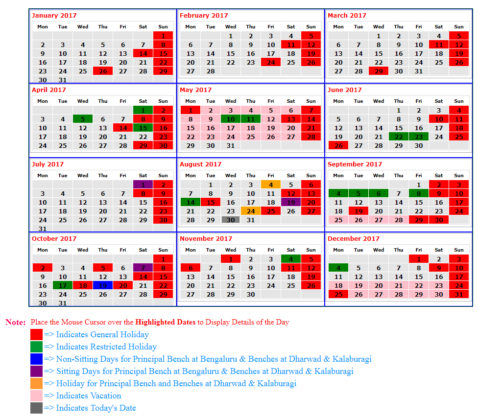 2019 Calendar Printable 2018 Download 2017 Calendars Free with Kerala High Court Calendar