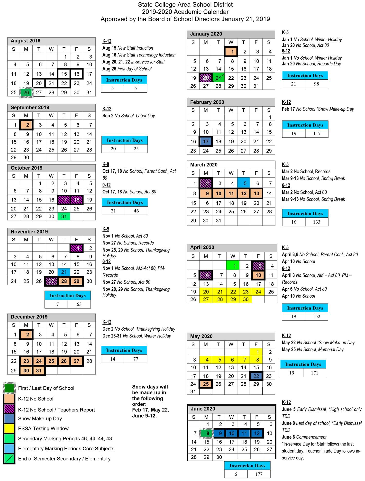 20192020 Academic Calendar with H International School Calendar