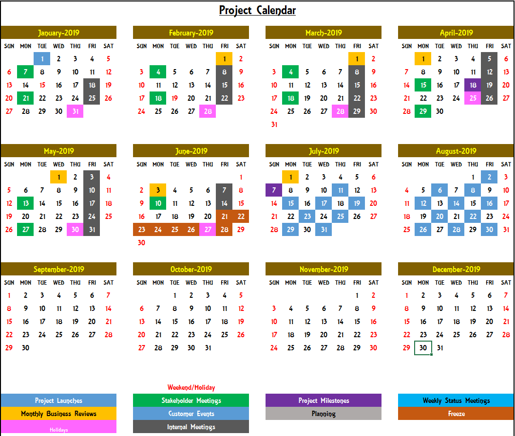 2020 Excel Calendar Template  Excel Calendar 2020 Or Any Year inside Annual Calendar Template Excel