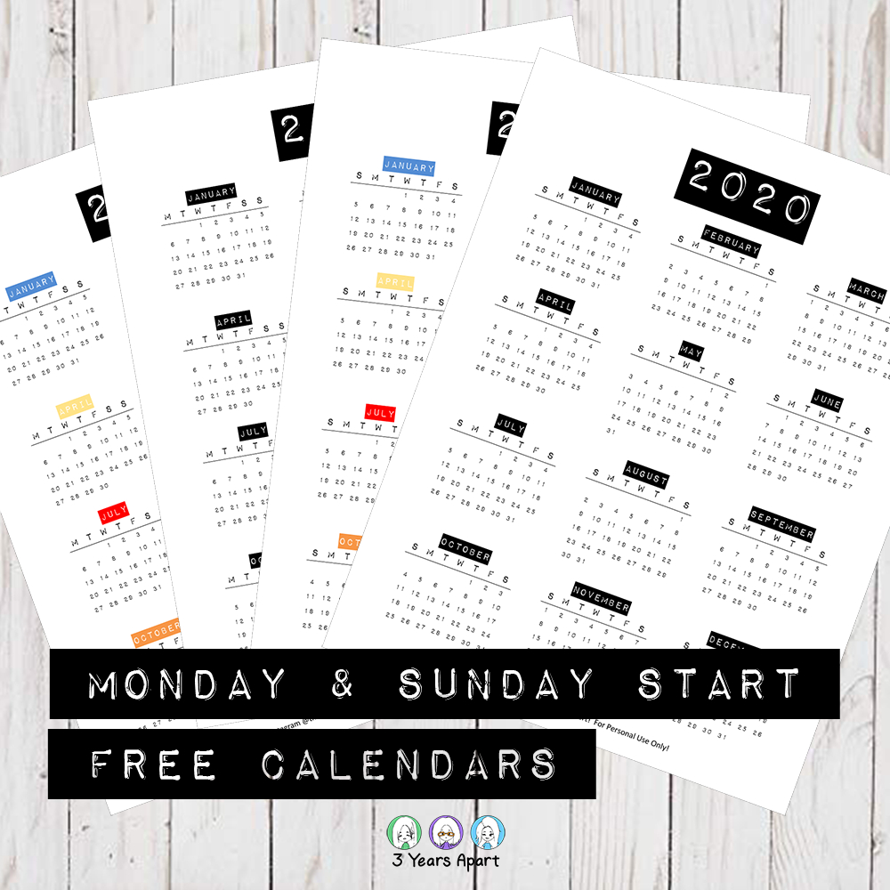 2020 Yearly Calendar Free Printable | Bullet Journal And with regard to 2020 Year At A Glance Printable