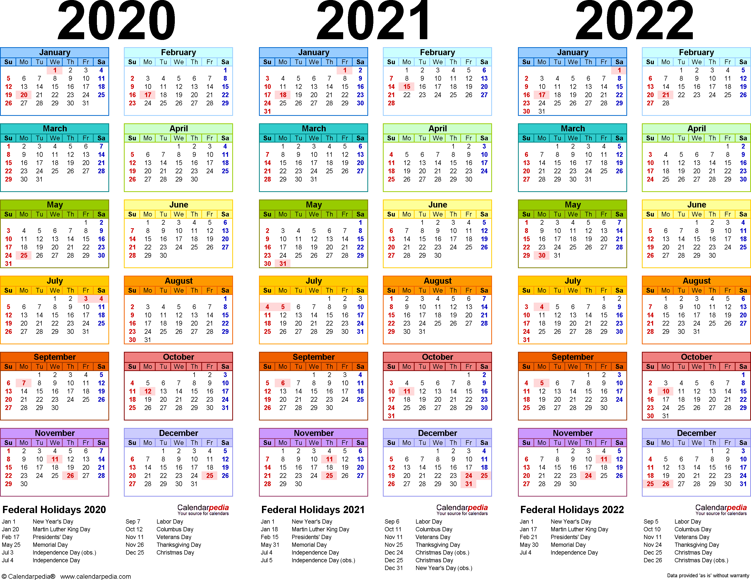 20202022 Three Year Calendar  Free Printable Microsoft with regard to Calendarpedia 2020 Excel