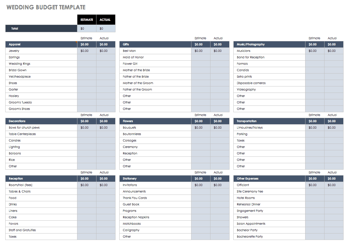 party planning excel spreadsheet