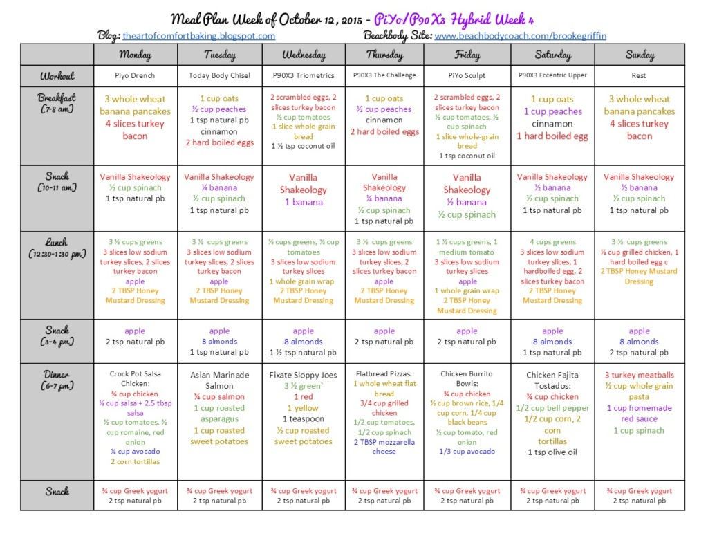 21Day Fix Meal Plan: October 11, 2015  Simply Clean &amp; Fit for 21 Day Fix Piyo Hybrid