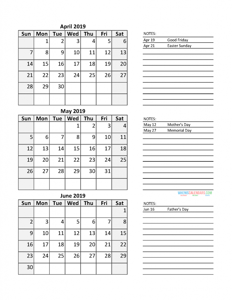 2Nd Quarterly Calendar 2019 | 2019 Calendar, Quarterly intended for Excel Quarterly Calendar