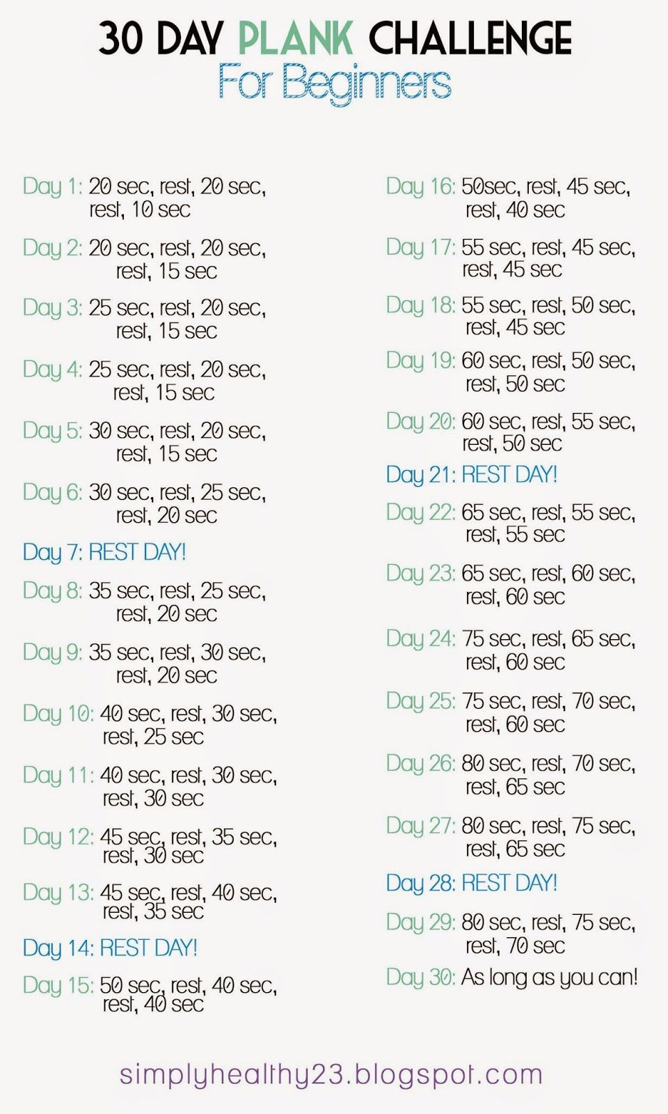 30 Day Plank Challenge  For Beginners! | Exercise | Plank with regard to 30 Day Plank Challenge Printable