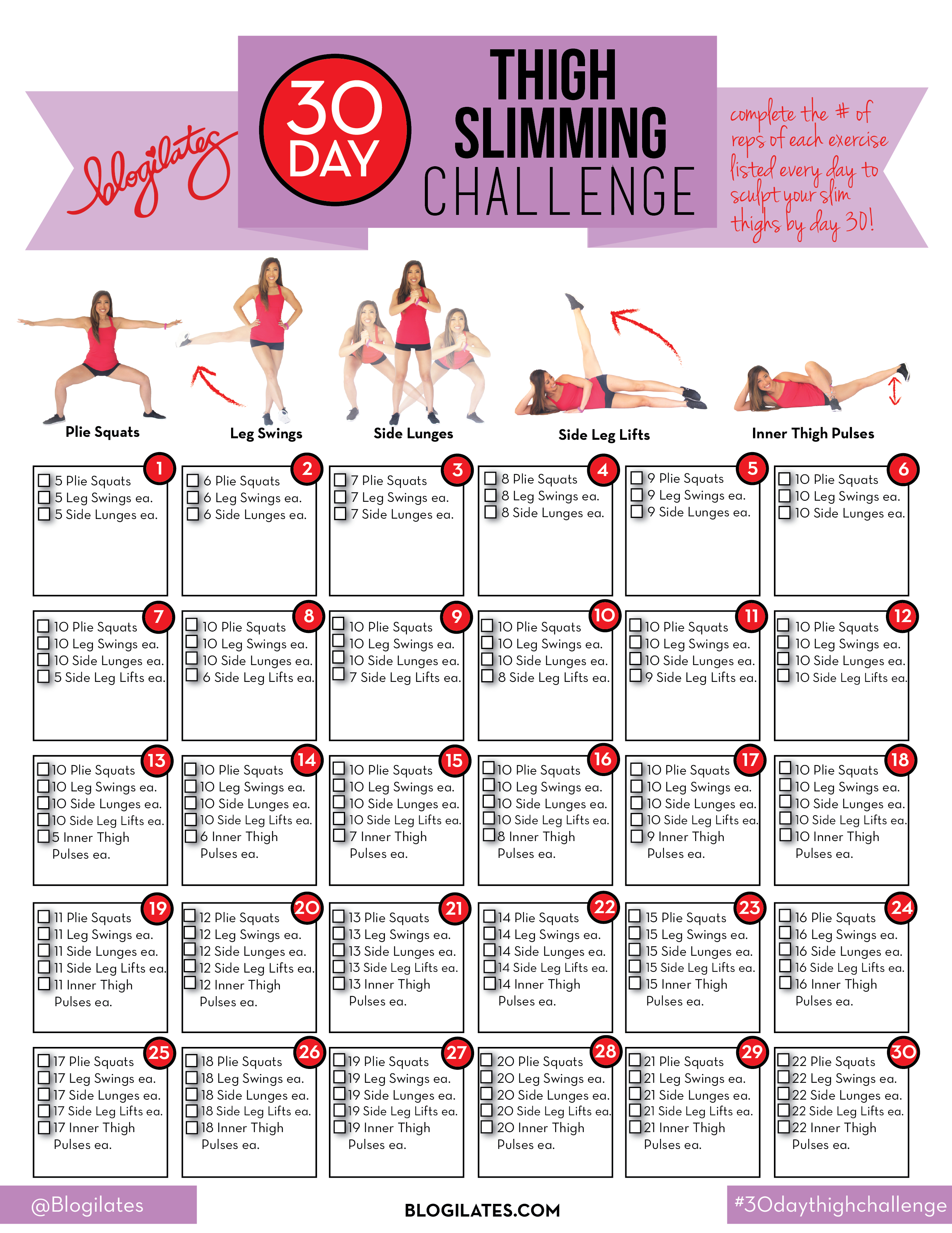30 Day Thigh Slimming Challenge! (Blogilates: Fitness, Food regarding 30 Day Inner Thigh Challenge
