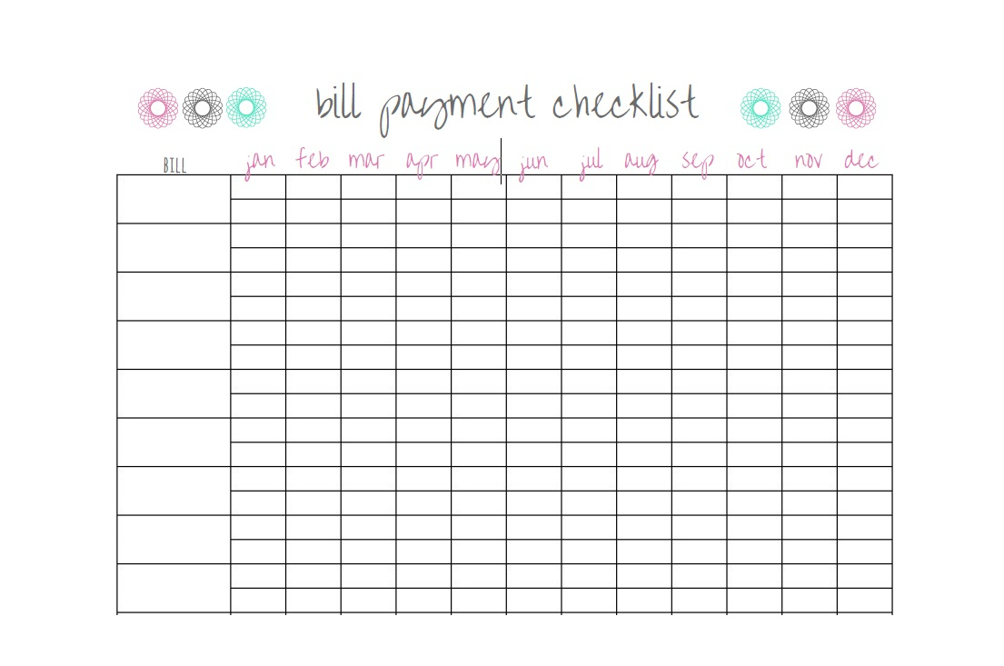 32 Free Bill Pay Checklists &amp; Bill Calendars (Pdf, Word &amp; Excel) inside Free Printable Monthly Bill Checklist