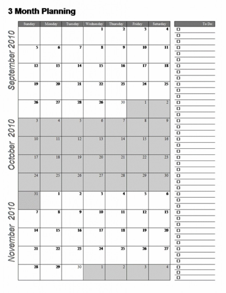 3Month Planning Calendar Free Template | Calendar Template intended for Printable Calendar 3 Month