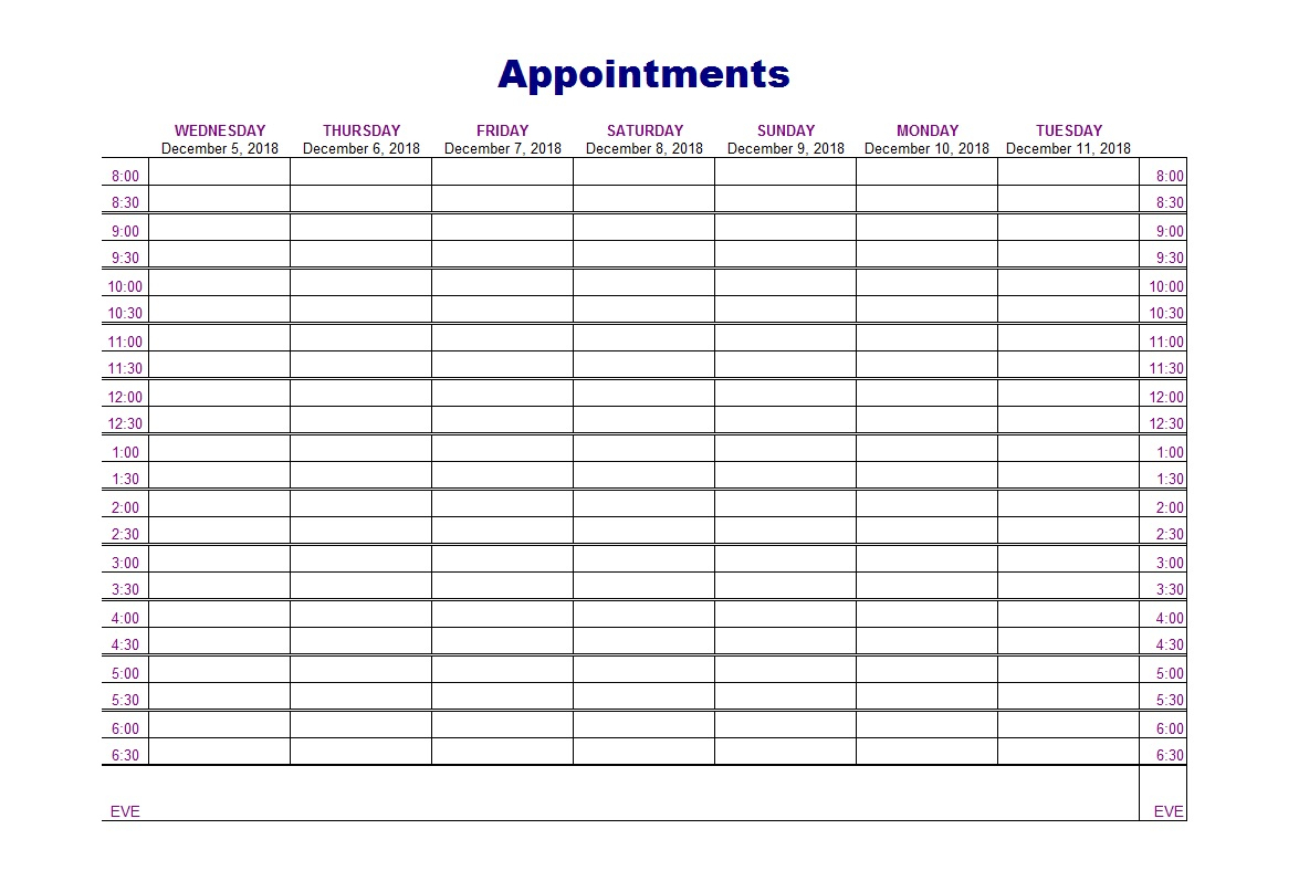 45 Printable Appointment Schedule Templates [&amp; Appointment pertaining to Free Printable Appointment Calendar