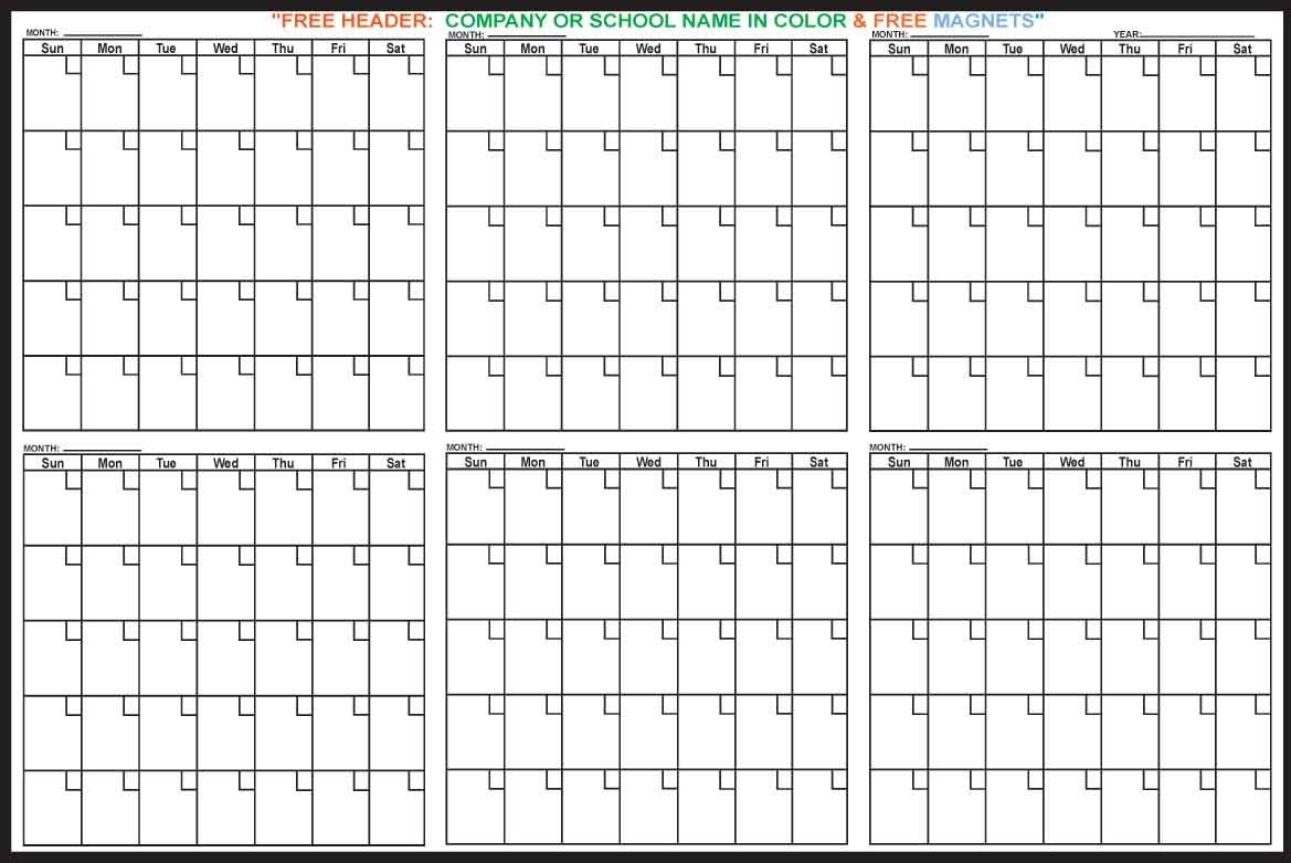 6 Monthly Calendar – Printable Year Calendar in 6 Month Calendar Printable