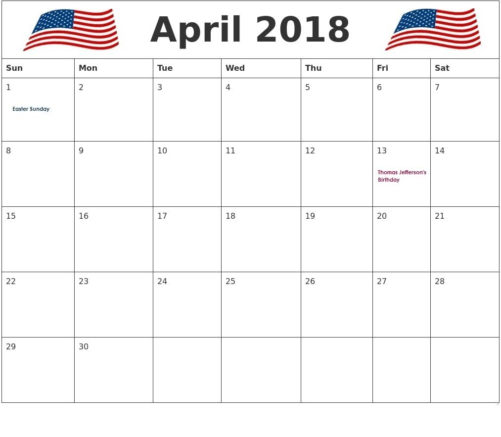 April 2018 Usa Printable Calendar With Holidays. | Holiday throughout Gujarati Calendar 2020 Deshgujarat
