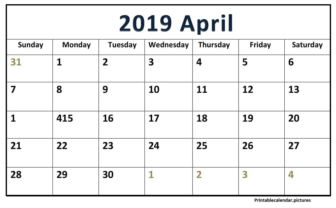 April 2019 Calendar Template Large | 2019 Calendar, Calendar pertaining to Calendar Kosong 2020