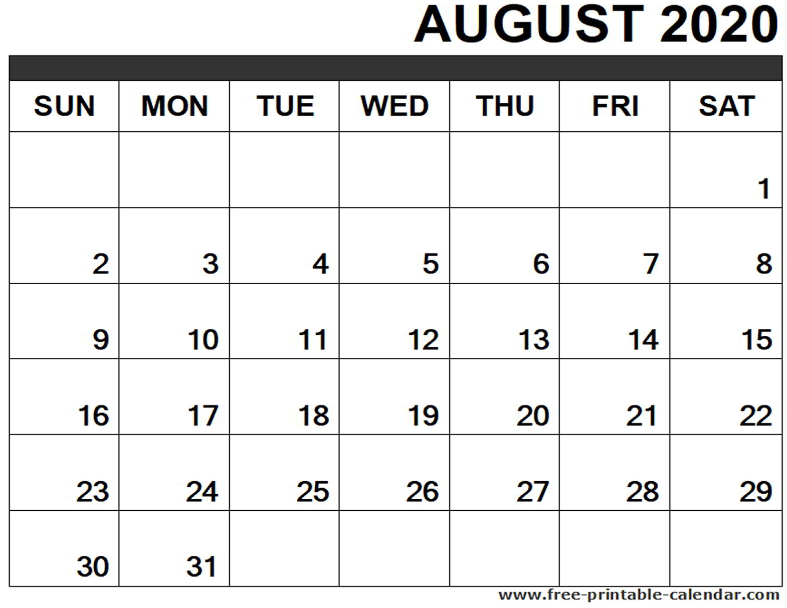 August 2020 Calendar Printable  Freeprintablecalendar inside July And August 2020 Calendar Printable