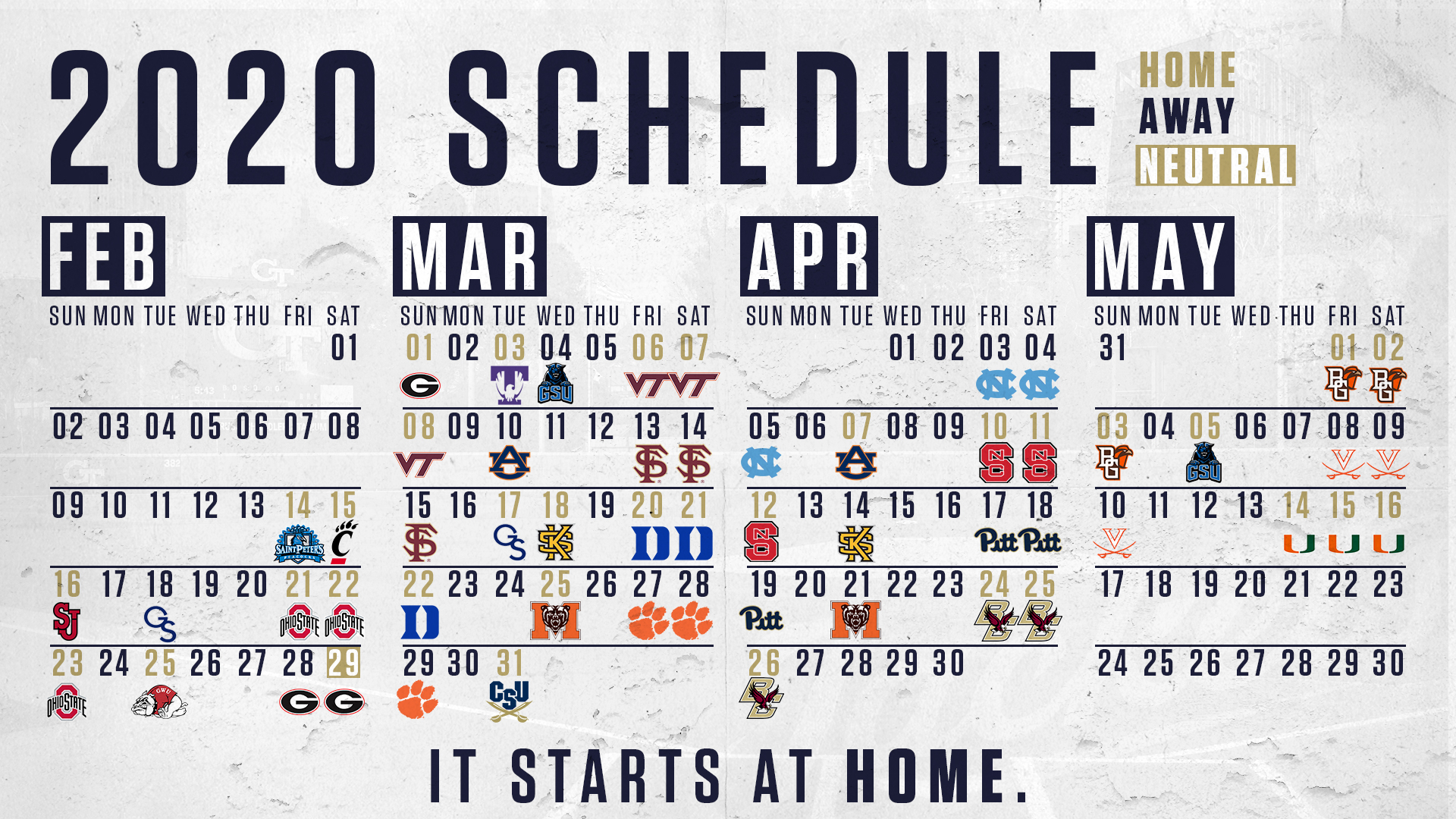 Baseball Unveils 2020 Schedule – Baseball — Georgia Tech for Atlanta Braves Schedule 2020 Printable