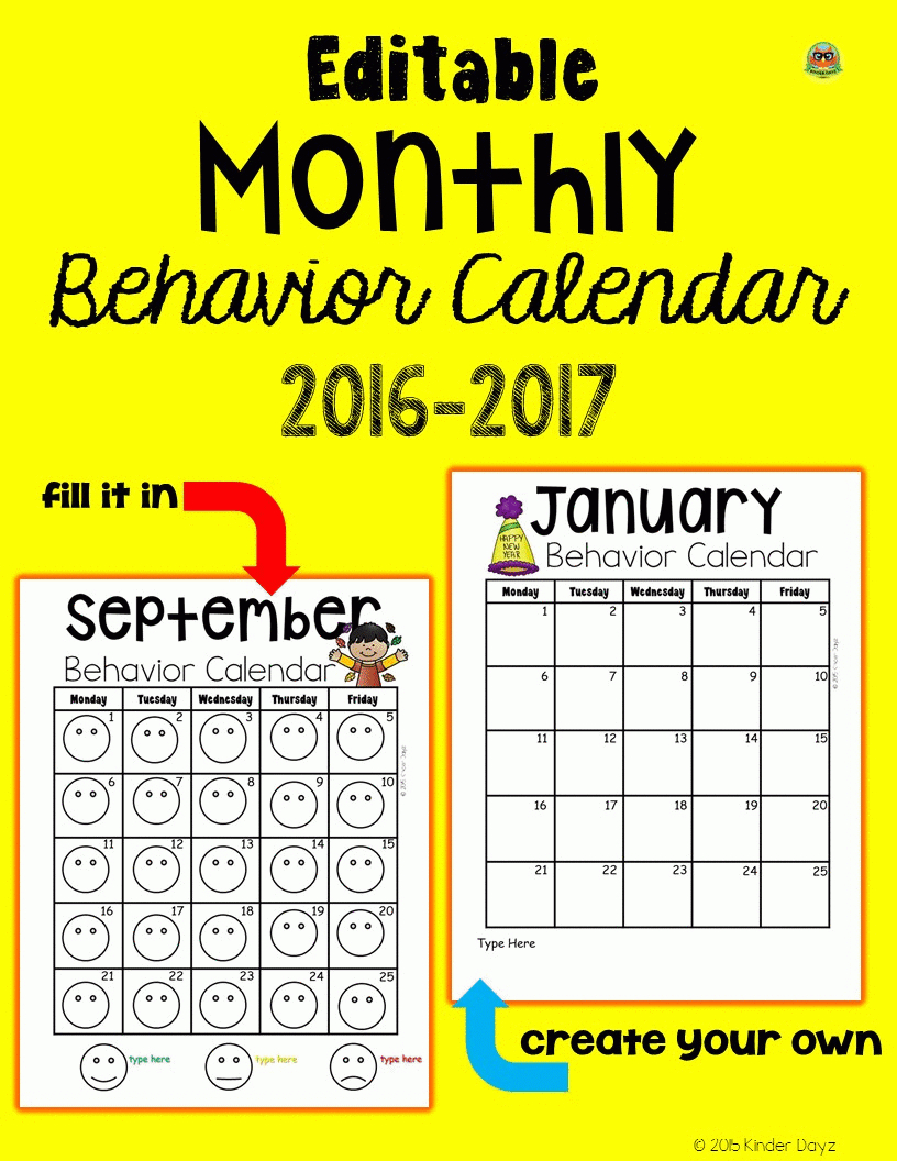 Behavior Calendar | Behavior Calendar, Monthly Behavior in Monthly Behavior Charts