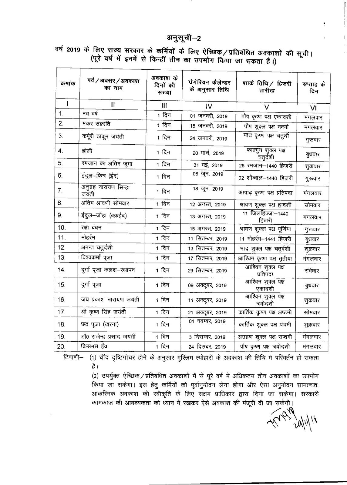 Bihar Government Calendar 2019 #educratsweb throughout Bihar Govt Holidays 2020