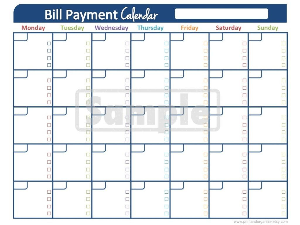 Bill Payment Calendar  Printables For Organizing Your regarding Printable Monthly Bill Calendar