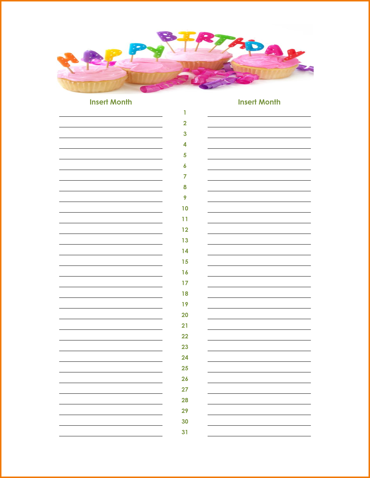 Birthday Calendar Word Template | Birthday Charts, Birthday with regard to Classroom Birthday Calendar Template