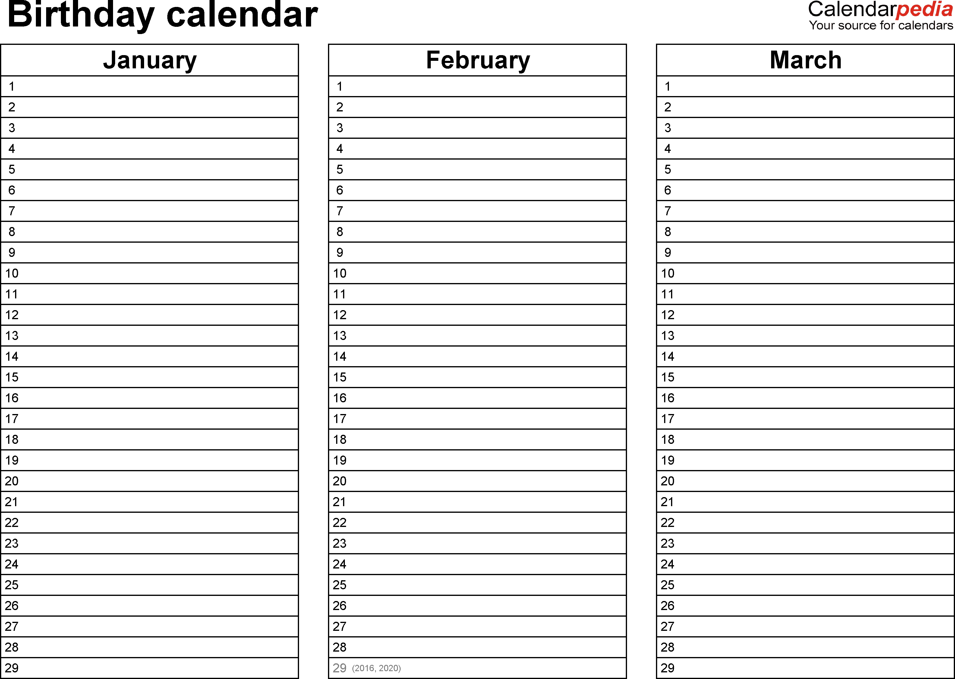 Birthday Calendars  Free Printable Microsoft Word Templates pertaining to Blank Birthday Calendar Template