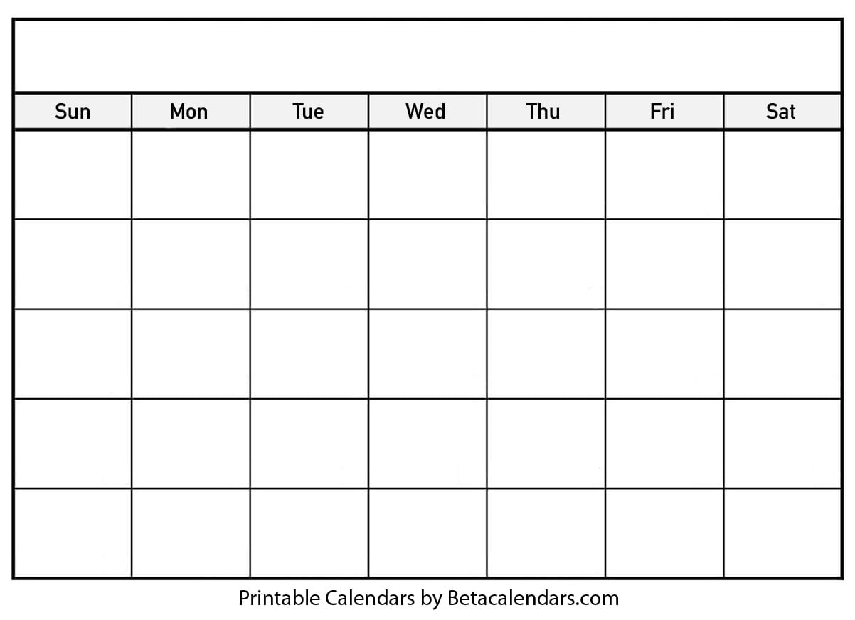 Blank Calendar  Beta Calendars inside Fill In Blank Calendar