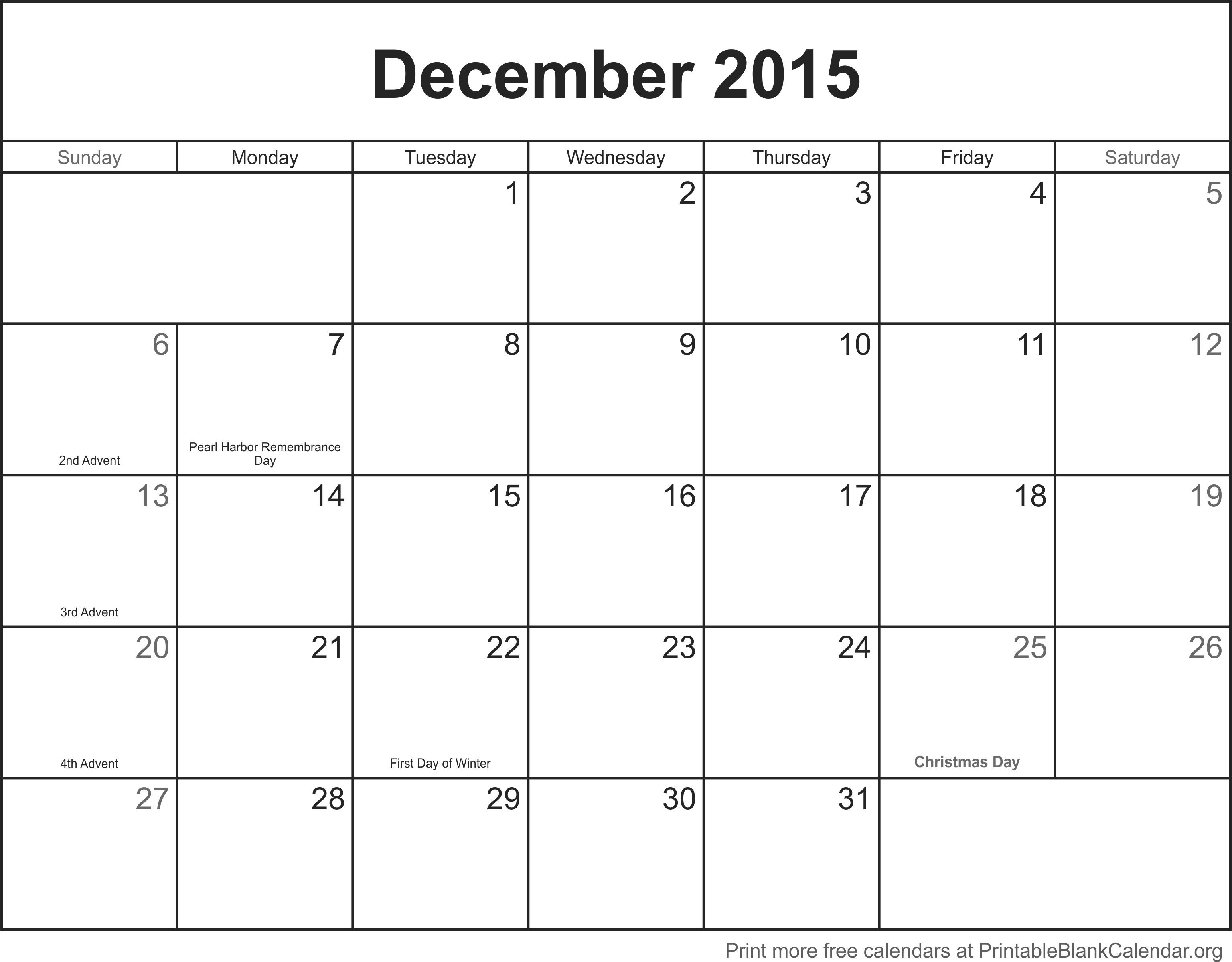 Blank Calendar December 2015 January 2016 | Free Online intended for December 2015 Calendar Printable