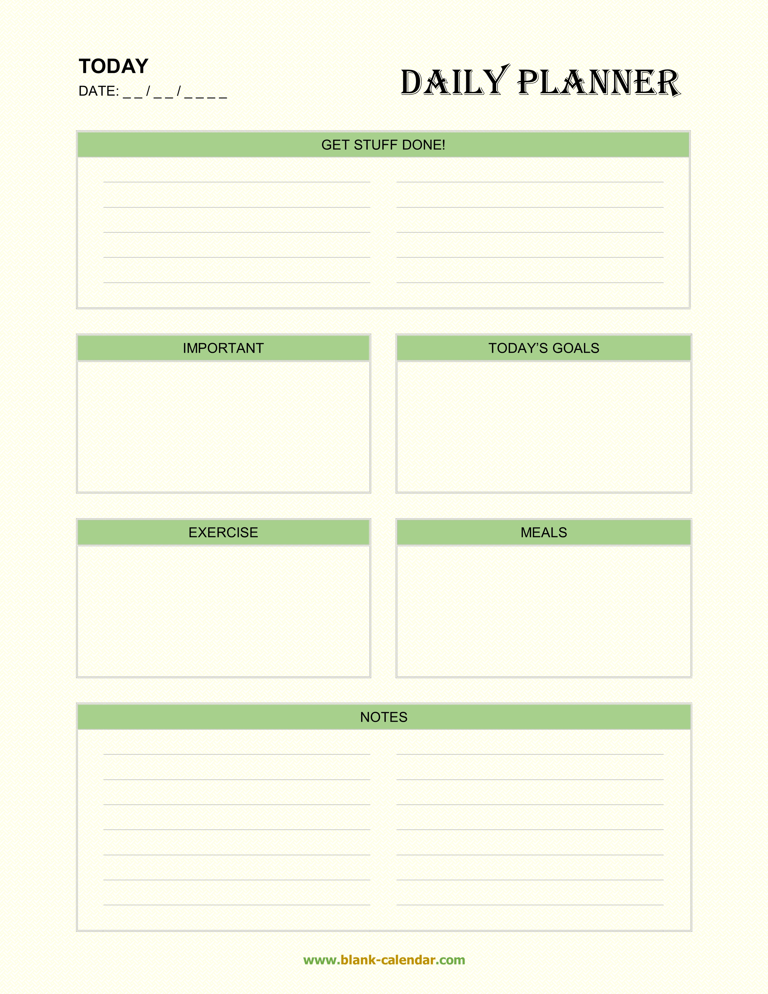 Blank Daily Schedule Pdf  Bolan.horizonconsulting.co with regard to Free Printable Daily Planner Template