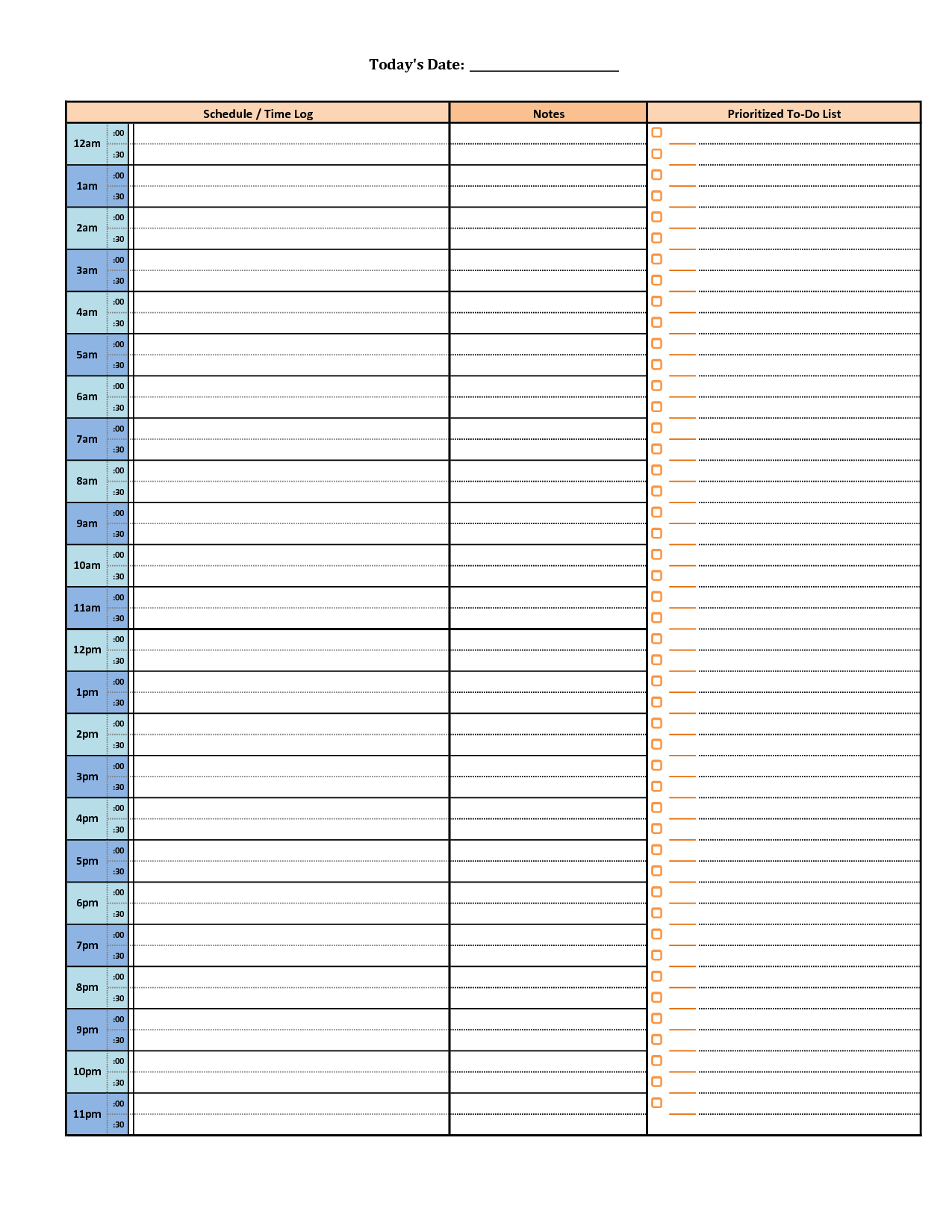 weekly hourly work schedule template