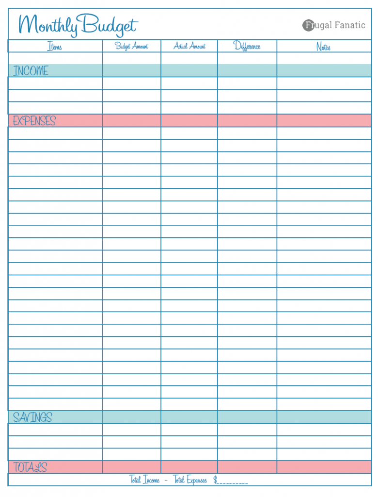 Blank Monthly Budget Worksheet | Monthly Budget Worksheet regarding Frugal Fanatic Monthly Budget