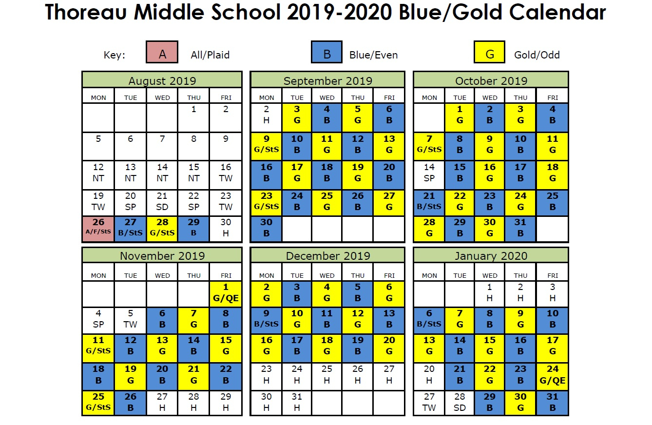 Bluegold Day Calendar | Thoreau Middle School inside Thoreau Middle School Blue Gold Calendar