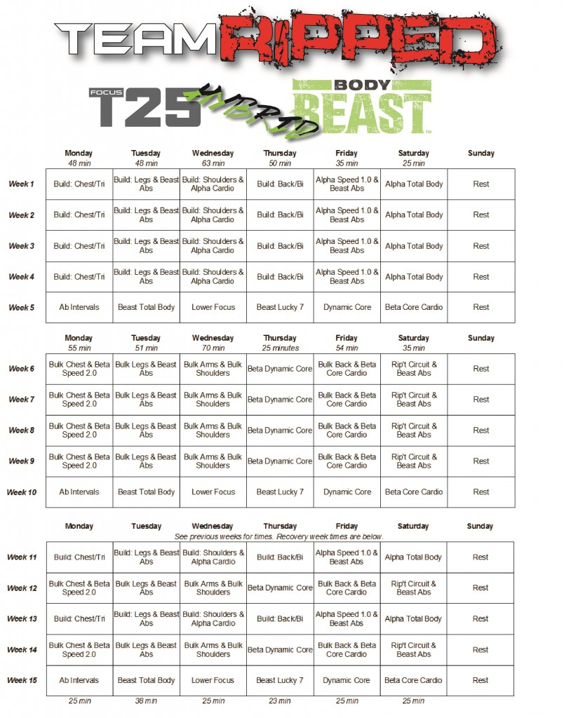 Body Beast Hybrids: P90X3 And T25  Teamripped throughout Insanity Body Beast Hybrid