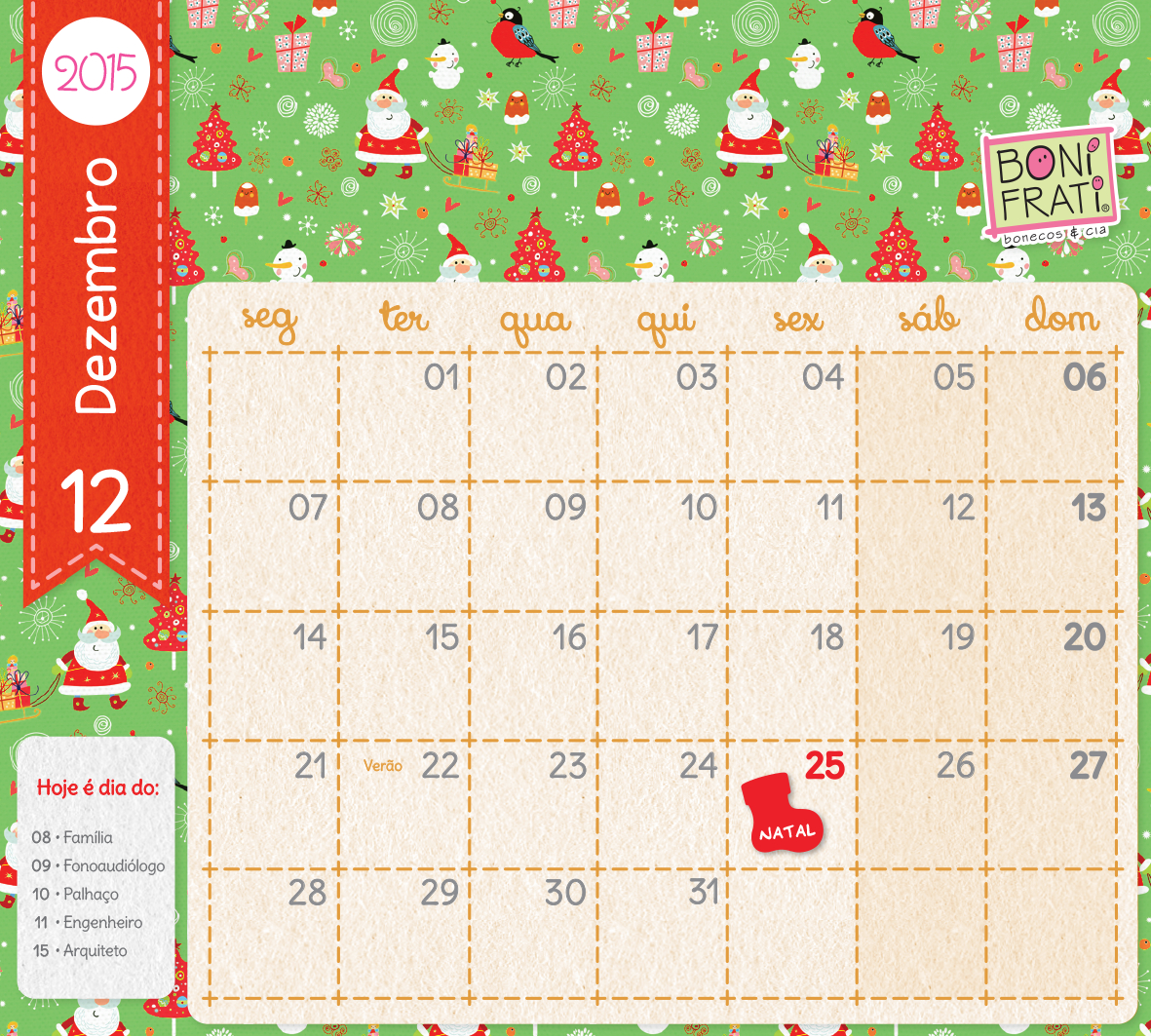 Bonifrati: Dezembro  Natal  2015 pertaining to Calendario Dezembro De 2015